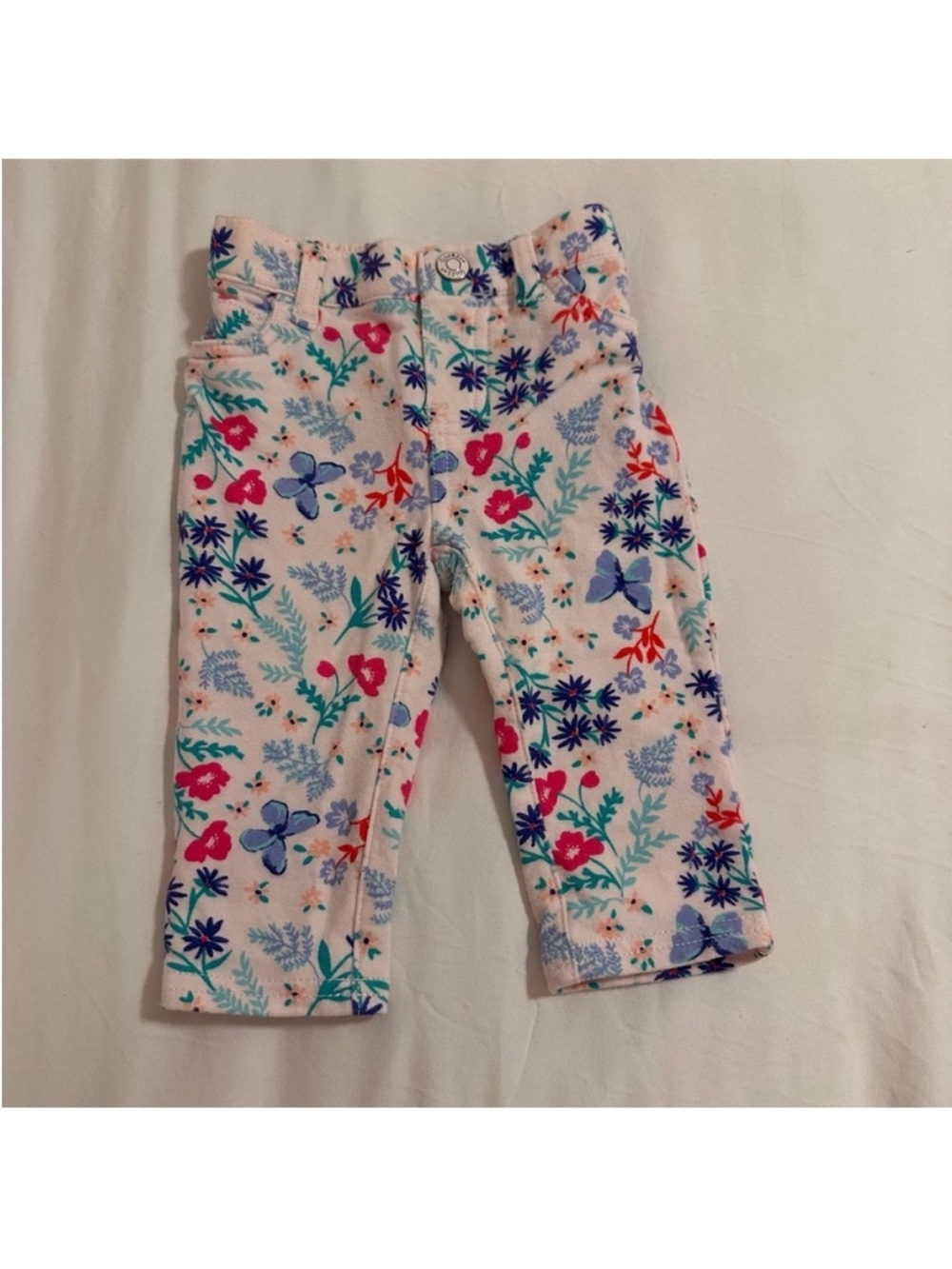 Toddler Floral Print Cotton Pants - 3M